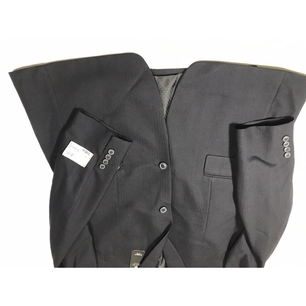 Haggar Blazer Mens 42 Long Grey/black Suit Jacket Two Button Suit Up System New